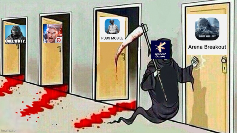 Tencent turning good games into "husk" of original | image tagged in death knocking at the door | made w/ Imgflip meme maker