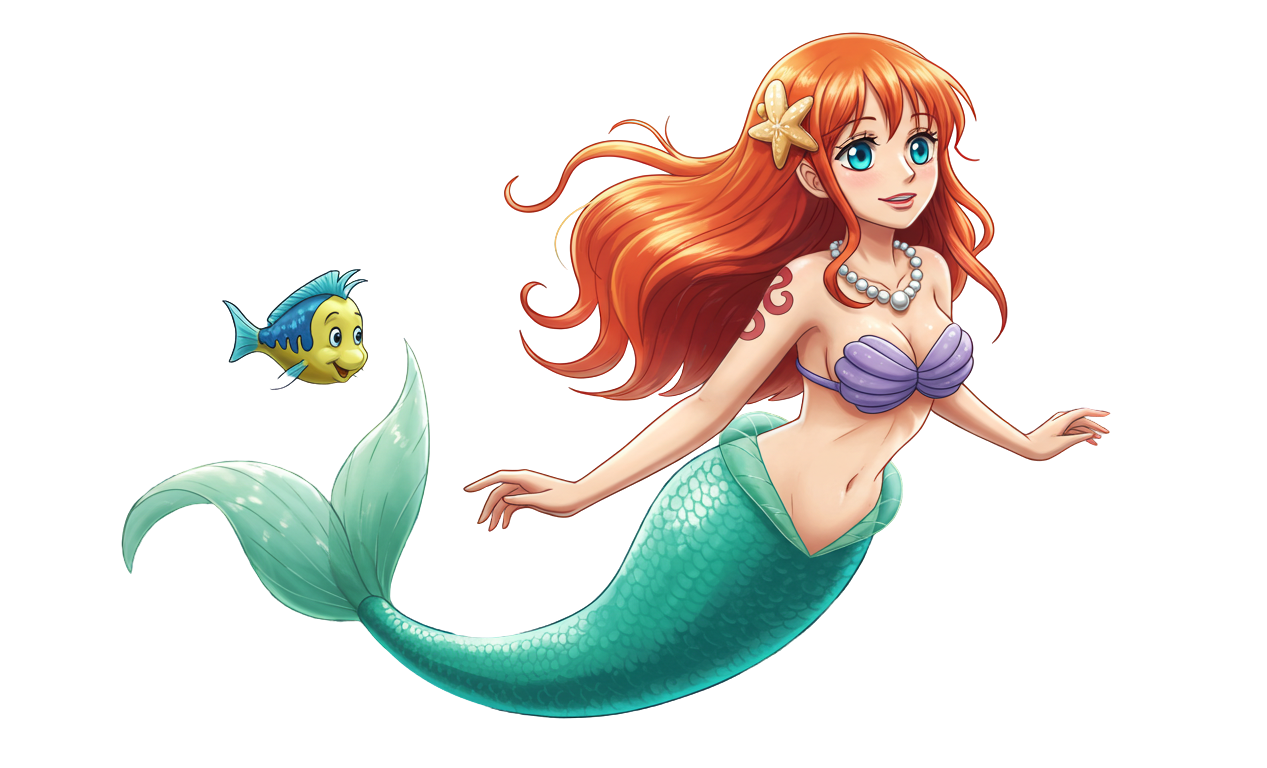 nami as ariel Blank Meme Template