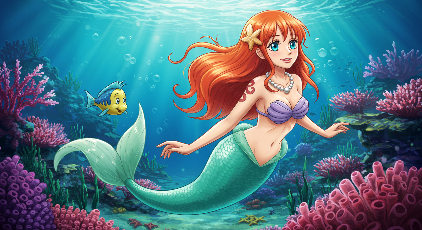 nami as ariel Blank Meme Template