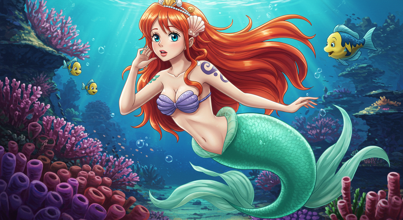 nami as ariel Blank Meme Template