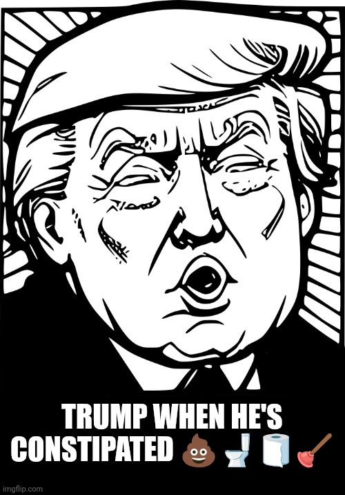 Oh that smells | TRUMP WHEN HE'S CONSTIPATED 💩🚽🧻🪠 | image tagged in donald trump drawing - funny face | made w/ Imgflip meme maker