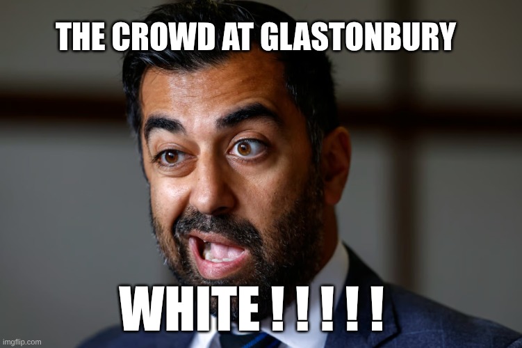 SNP | THE CROWD AT GLASTONBURY; WHITE ! ! ! ! ! | image tagged in snp | made w/ Imgflip meme maker