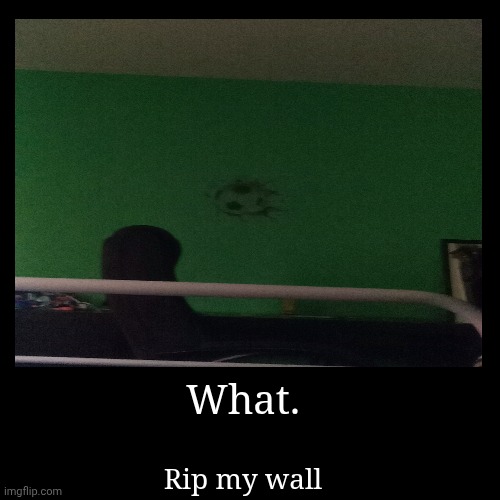 What. | Rip my wall | image tagged in funny,demotivationals | made w/ Imgflip demotivational maker
