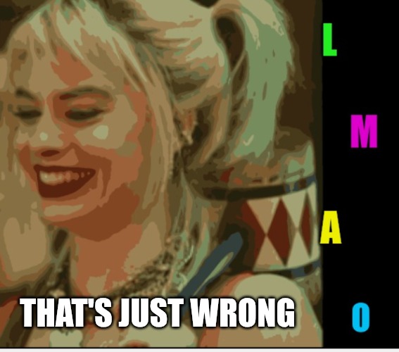 Harley Quinn LMAO | THAT'S JUST WRONG | image tagged in harley quinn lmao | made w/ Imgflip meme maker