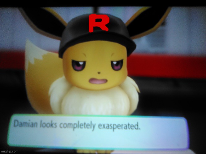 Damian's default emotion is mild annoyance. | image tagged in damian,eevee | made w/ Imgflip meme maker