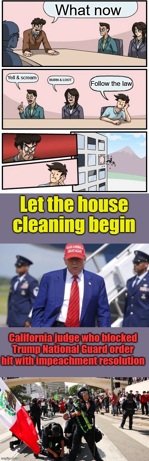 With compassion  & empathy.. .. NAW !!!!  Let them  feel the Pain. | What now; Yell & scream; BURN & LOOT; Follow the law | image tagged in memes,boardroom meeting suggestion | made w/ Imgflip meme maker