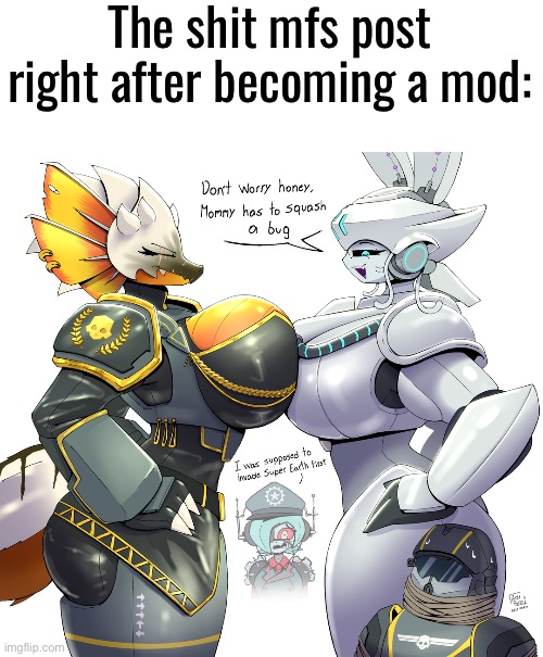 Its always either softcore or implied nsfw (Art by ArzyParzy) | The shit mfs post right after becoming a mod: | made w/ Imgflip meme maker