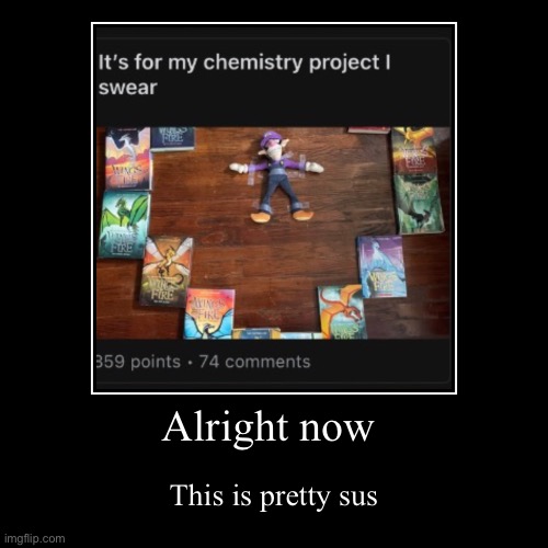 Alright now | This is pretty sus | image tagged in funny,demotivationals | made w/ Imgflip demotivational maker