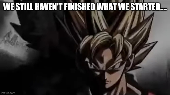 Goku Staring | WE STILL HAVEN'T FINISHED WHAT WE STARTED.... | image tagged in goku staring | made w/ Imgflip meme maker