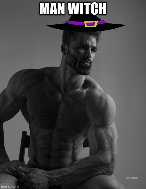 Giga Chad | MAN WITCH | image tagged in giga chad | made w/ Imgflip meme maker