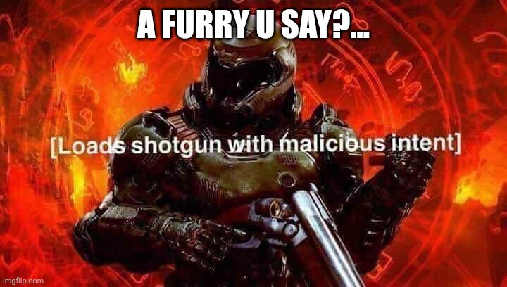 Loads shotgun with malicious intent | A FURRY U SAY?... | image tagged in loads shotgun with malicious intent | made w/ Imgflip meme maker