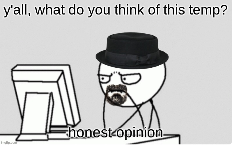 waltuh computer | y'all, what do you think of this temp? honest opinion | image tagged in waltuh computer | made w/ Imgflip meme maker