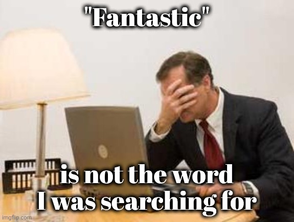 Computer Facepalm | "Fantastic" is not the word I was searching for | image tagged in computer facepalm | made w/ Imgflip meme maker