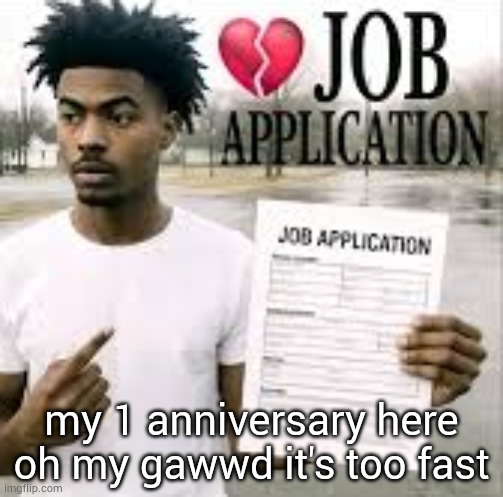 29 of month sex | my 1 anniversary here oh my gawwd it's too fast | image tagged in sybau job application | made w/ Imgflip meme maker