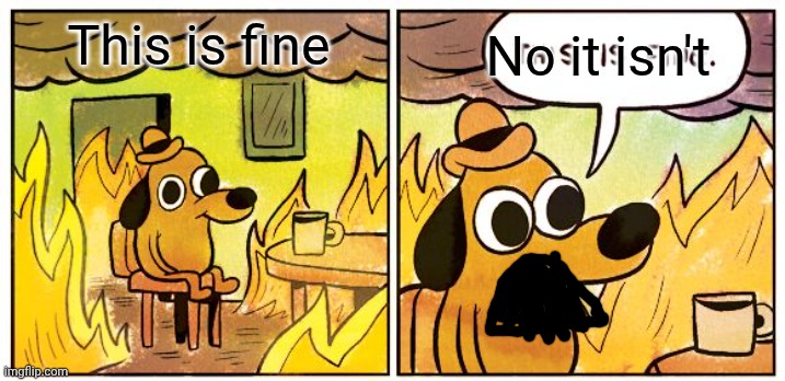 This is fine, no it isn't | This is fine; No it isn't | image tagged in memes,this is fine | made w/ Imgflip meme maker
