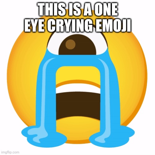 One eye crying | THIS IS A ONE EYE CRYING EMOJI | image tagged in one eye crying | made w/ Imgflip meme maker