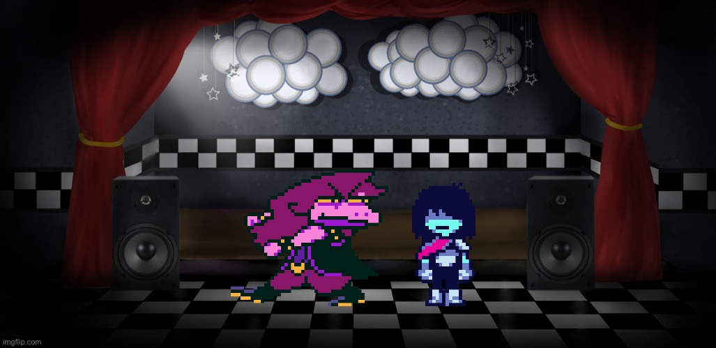 God f**king dammit Kris where the f**k are we | image tagged in show stage fnaf 1 | made w/ Imgflip meme maker