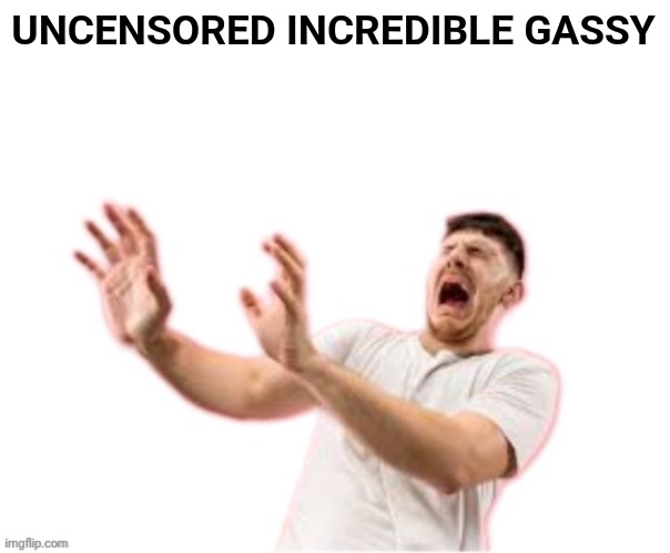 he left all caps on(custom) | UNCENSORED INCREDIBLE GASSY | image tagged in he left all caps on custom | made w/ Imgflip meme maker
