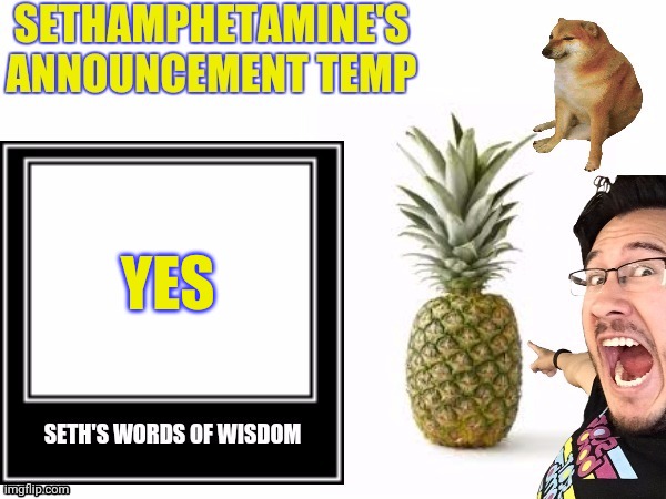 Seth's announcement temp | YES | image tagged in seth's announcement temp | made w/ Imgflip meme maker