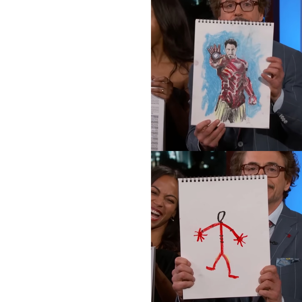RDJ Drawing Iron Man Blank Meme Template