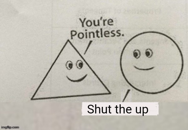 Your pointless | Shut the up | image tagged in your pointless | made w/ Imgflip meme maker