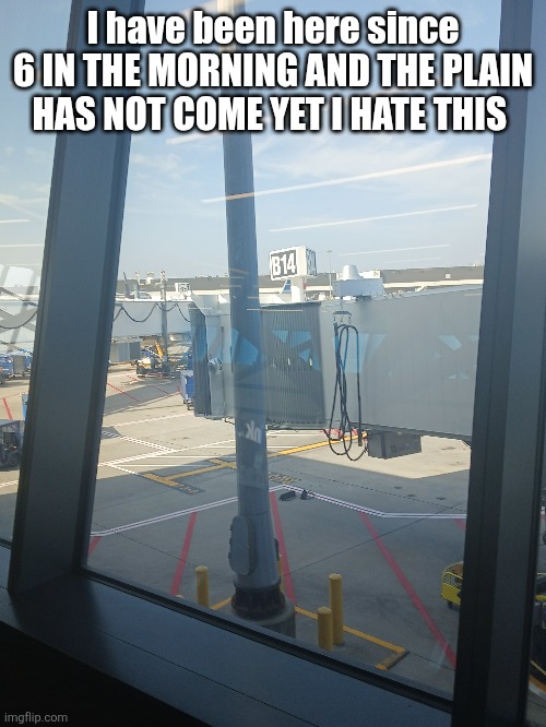 I hate my life | I have been here since 6 IN THE MORNING AND THE PLAIN HAS NOT COME YET I HATE THIS | image tagged in sans of topic | made w/ Imgflip meme maker