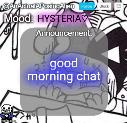I'm such an idiot, I made a drawing challenge but now I have to draw high resolution Elfilin and Flamberge | HYSTERIA♡; good morning chat | image tagged in anactualaposingalien announce template by interactionsystem | made w/ Imgflip meme maker