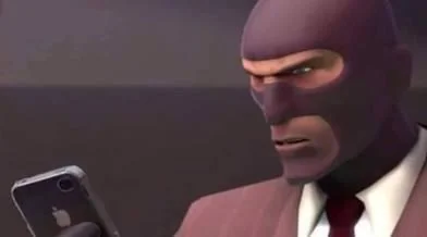 TF2 Spy Staring at IPhone Blank Meme Template