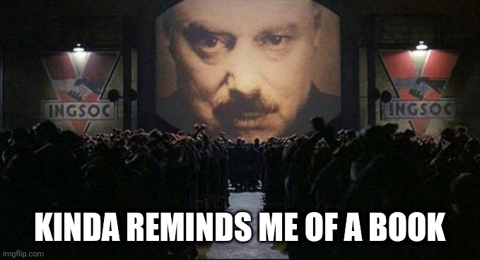 Big Brother 1984 | KINDA REMINDS ME OF A BOOK | image tagged in big brother 1984 | made w/ Imgflip meme maker
