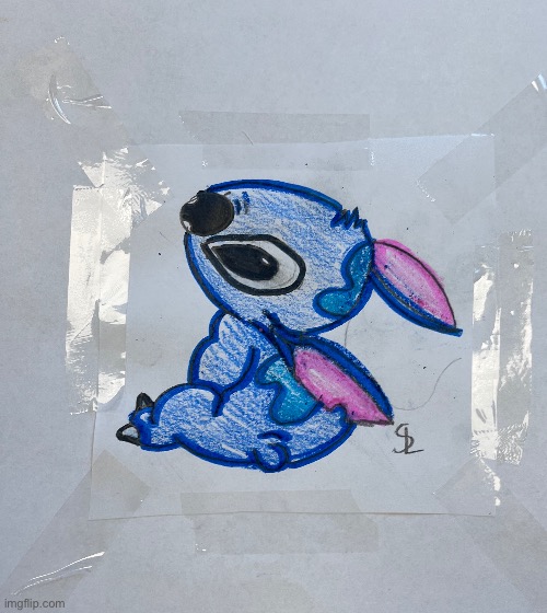 Stitch drawing I drew today at church | made w/ Imgflip meme maker