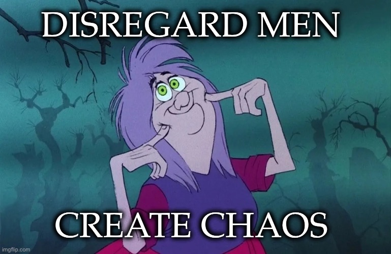 Disregard men | DISREGARD MEN; CREATE CHAOS | image tagged in madam mim | made w/ Imgflip meme maker
