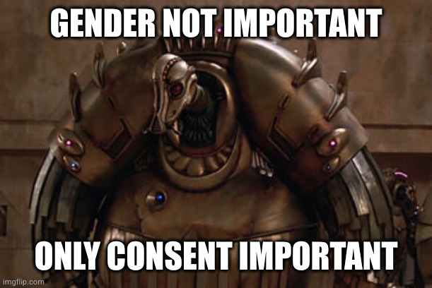 Mondoshawan | GENDER NOT IMPORTANT; ONLY CONSENT IMPORTANT | image tagged in mondoshawan | made w/ Imgflip meme maker