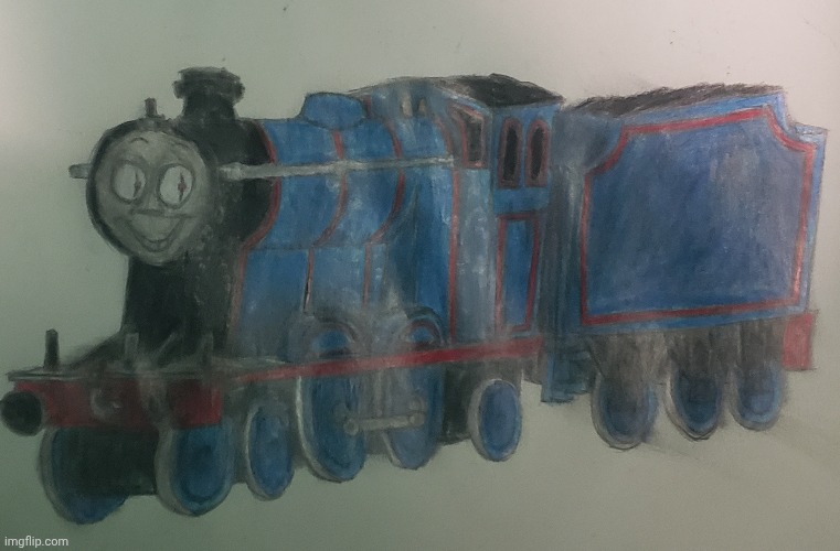 That Blue Engine. | image tagged in thomas the tank engine,horror,drawing | made w/ Imgflip meme maker