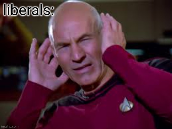 Captain Picard Covering Ears | liberals: | image tagged in captain picard covering ears | made w/ Imgflip meme maker