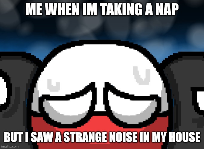 Guys. Am I cooked | ME WHEN IM TAKING A NAP; BUT I SAW A STRANGE NOISE IN MY HOUSE | image tagged in polandball,countryballs | made w/ Imgflip meme maker