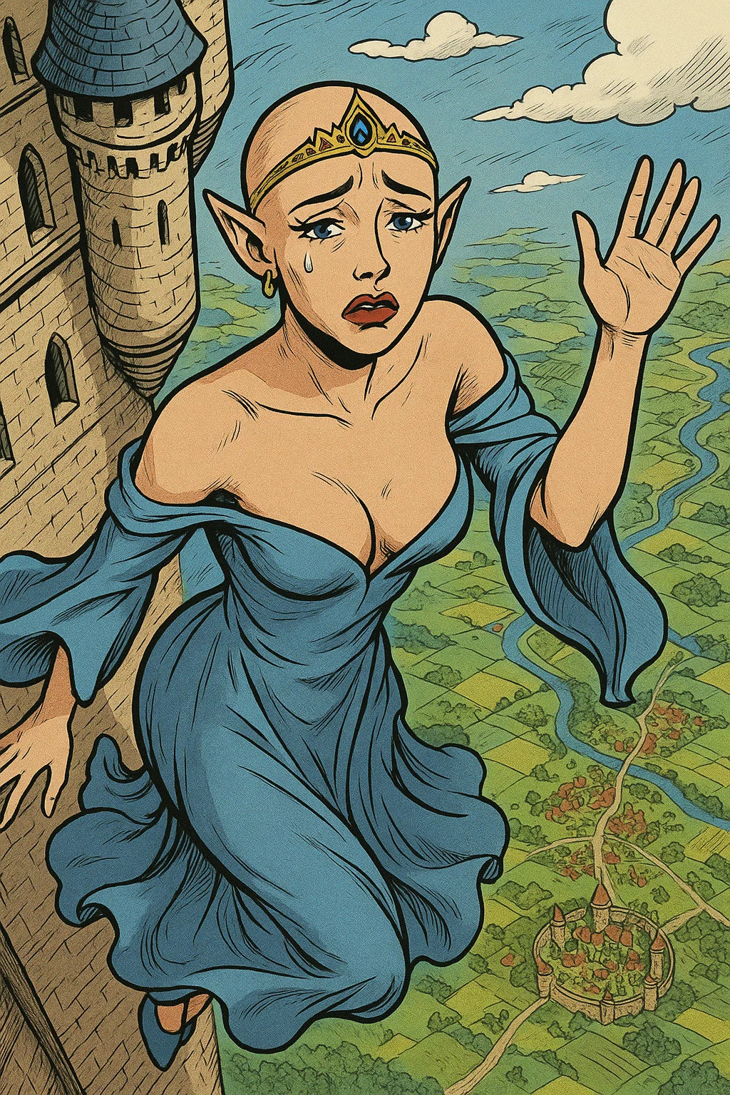 falling elf princess Blank Meme Template