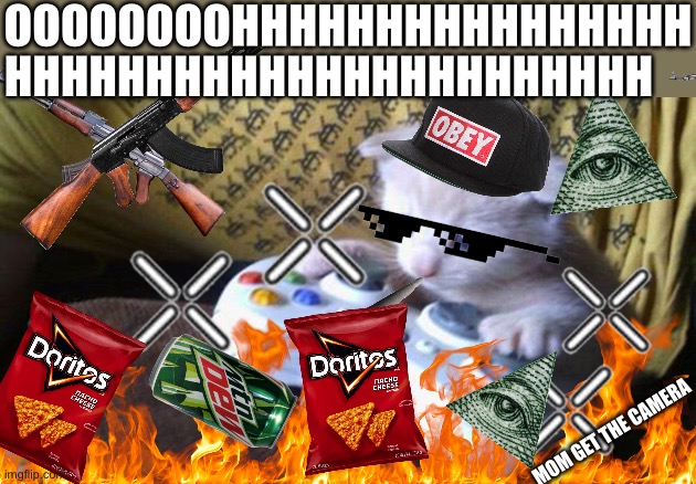 mlg cat | OOOOOOOOHHHHHHHHHHHHHHHH; HHHHHHHHHHHHHHHHHHHHHHH; MOM GET THE CAMERA | image tagged in mlg cat | made w/ Imgflip meme maker
