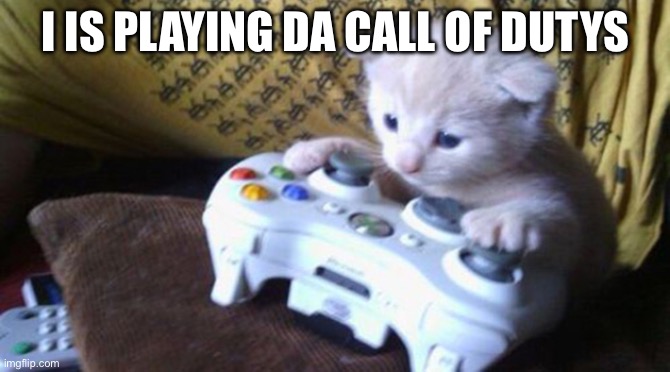 mlg cat | I IS PLAYING DA CALL OF DUTYS | image tagged in mlg cat | made w/ Imgflip meme maker