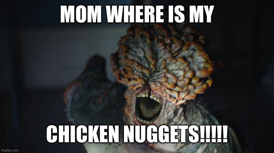 Chicken nuggets | MOM WHERE IS MY; CHICKEN NUGGETS!!!!! | image tagged in the last of us bible clicker | made w/ Imgflip meme maker