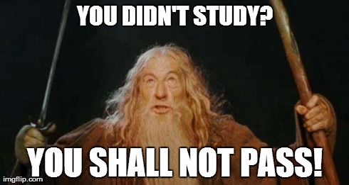 gandalf | YOU DIDN'T STUDY? YOU SHALL NOT PASS! | image tagged in gandalf | made w/ Imgflip meme maker