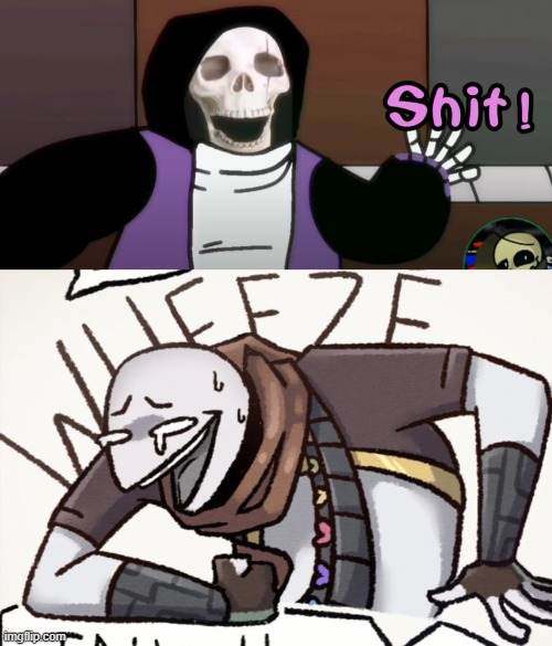 That skull, BRUHMAO | image tagged in ink sans wheeze | made w/ Imgflip meme maker