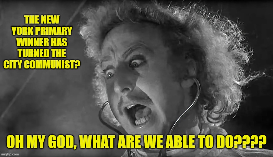 THE NEW YORK PRIMARY WINNER HAS TURNED THE CITY COMMUNIST? OH MY GOD, WHAT ARE WE ABLE TO DO???? | made w/ Imgflip meme maker