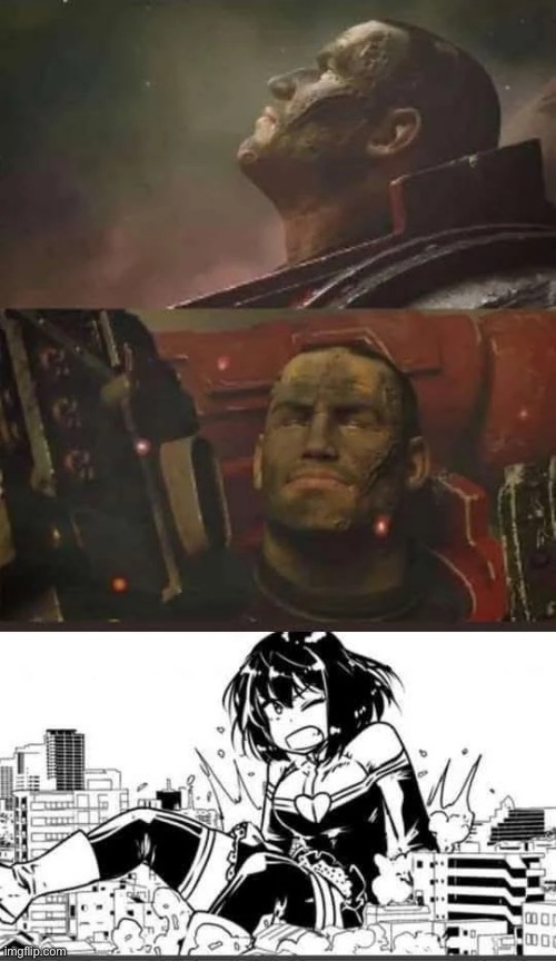 Cropped | image tagged in memes,space marine,warhammer40k,giant lady,probably a fetish | made w/ Imgflip meme maker