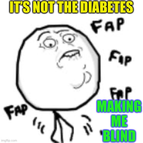 IT’S NOT THE DIABETES MAKING ME BLIND | image tagged in fap | made w/ Imgflip meme maker