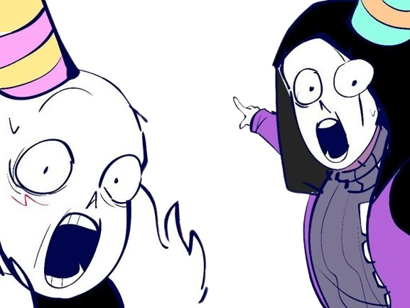 Epic! Sans and Cross! Sans pointing Blank Meme Template