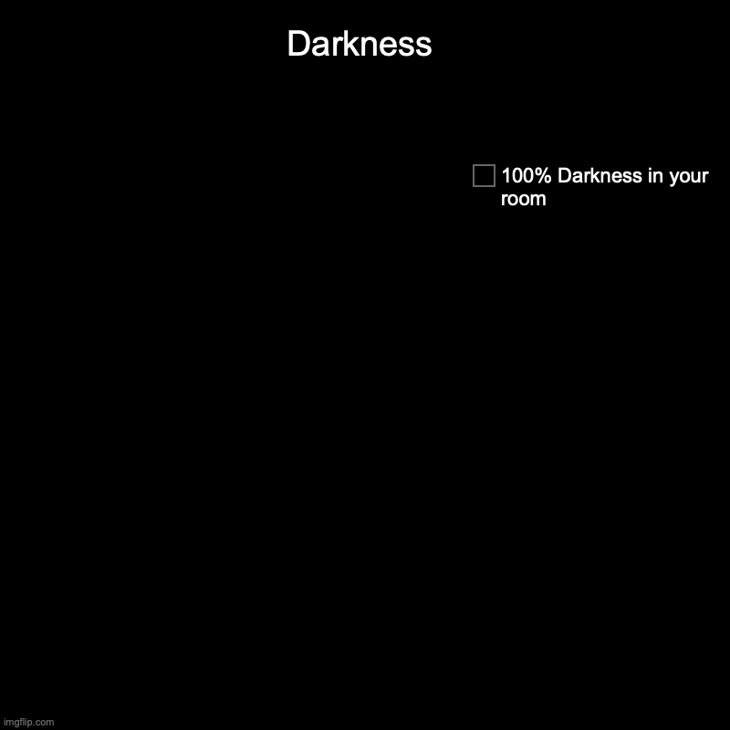 Darkness | 100% Darkness in your room | image tagged in charts,pie charts | made w/ Imgflip chart maker