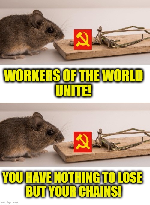 Free cheese for the workers | WORKERS OF THE WORLD
UNITE! YOU HAVE NOTHING TO LOSE 
BUT YOUR CHAINS! | image tagged in democratic socialism | made w/ Imgflip meme maker
