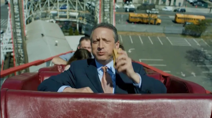 High Quality Brad Lander Eating a Hot Dog on the Cyclone Blank Meme Template