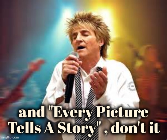Rod Stewart | and "Every Picture Tells A Story" , don't it | image tagged in rod stewart | made w/ Imgflip meme maker