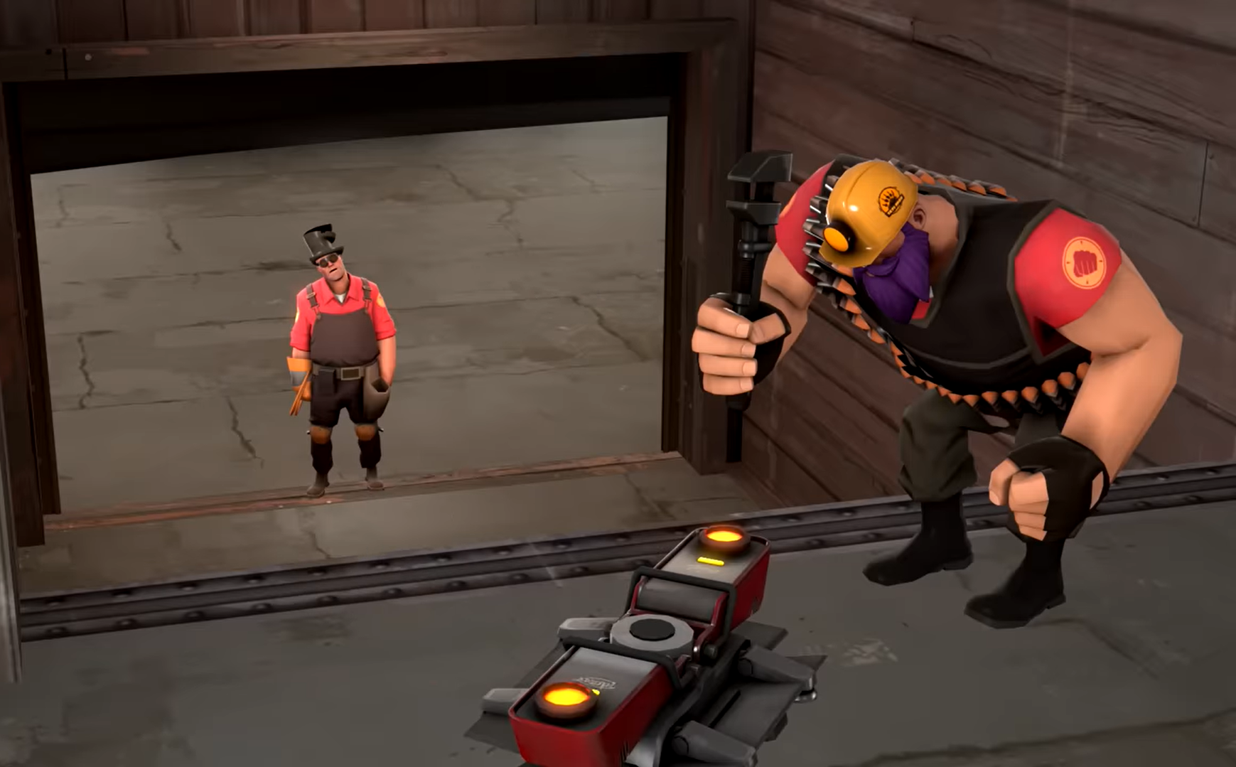 tf2 Lazy Purple Heavy hitting a tele Blank Meme Template